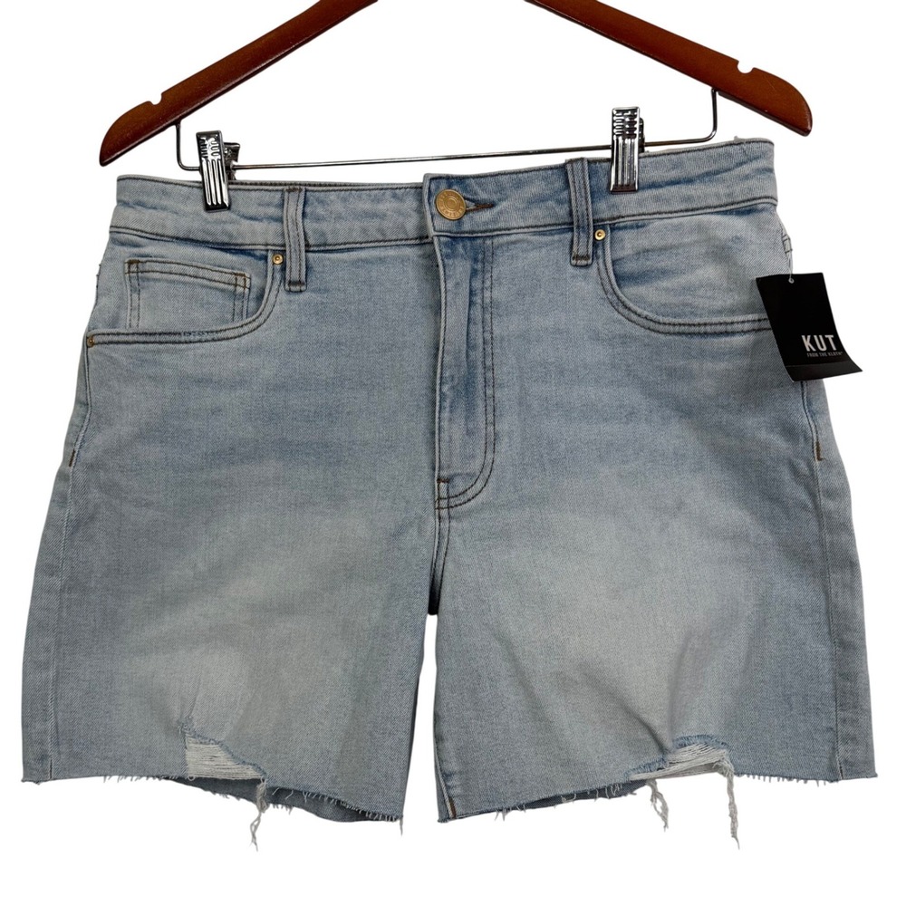 Kut from the Kloth Jenny High Rise Shorts Light Wash Distressed Size 6 NWT - Picture 2 of 9